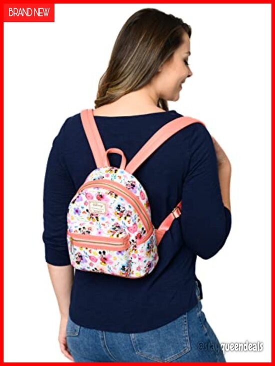 Loungefly Disney Mickey Mouse Mini Backpack Floral Print Faux Leather main image 5